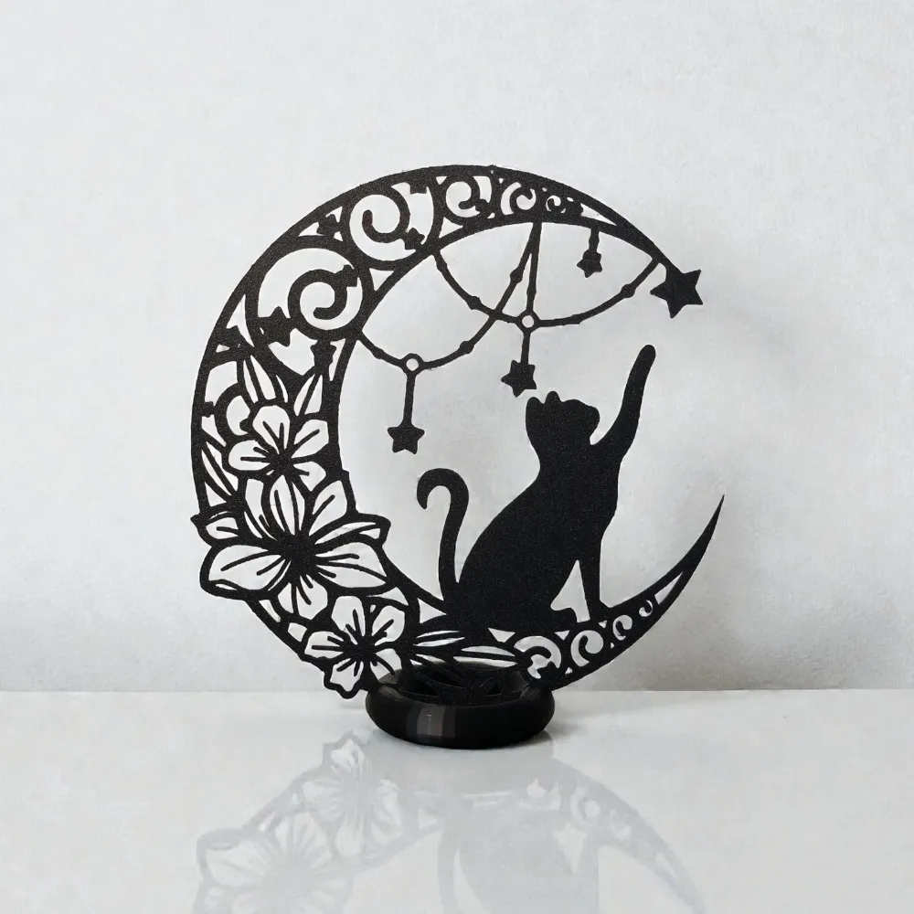 Décoration murale chat lune